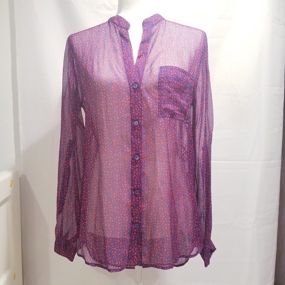 Diane von Furstenberg Gilmore Sheer Silk Blouse 6 - Picture 2 of 7